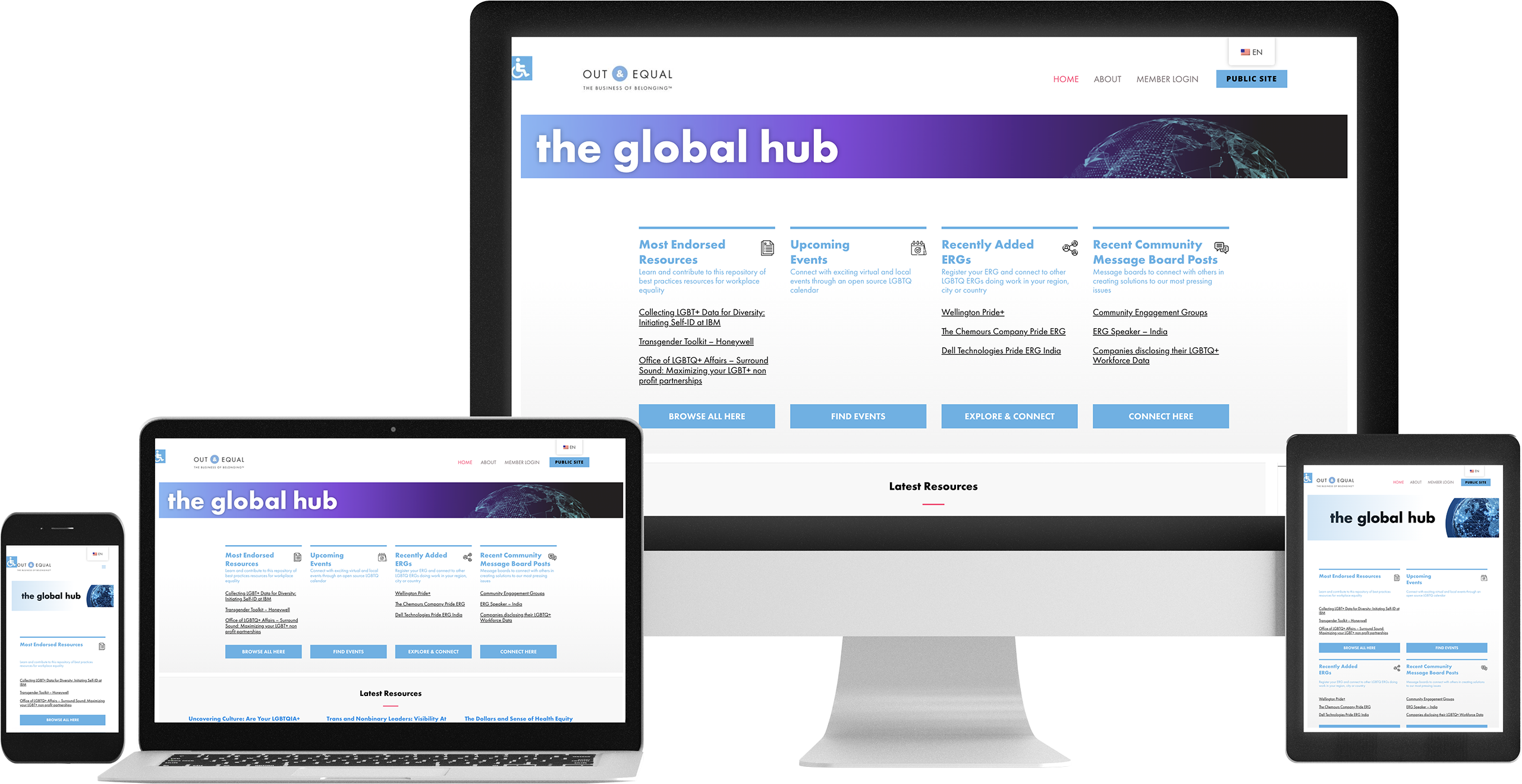 Out & Equal Global Hub on devices